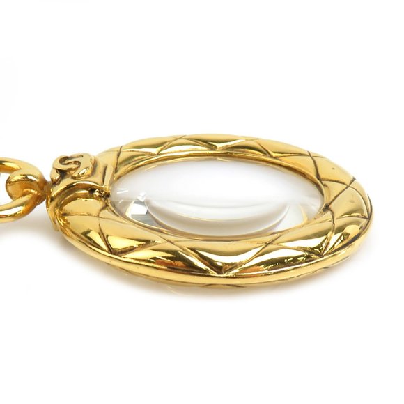 CHANEL Magnifying Glass Pendant Necklace Gold Metal  Accessory - Picture 3 of 5